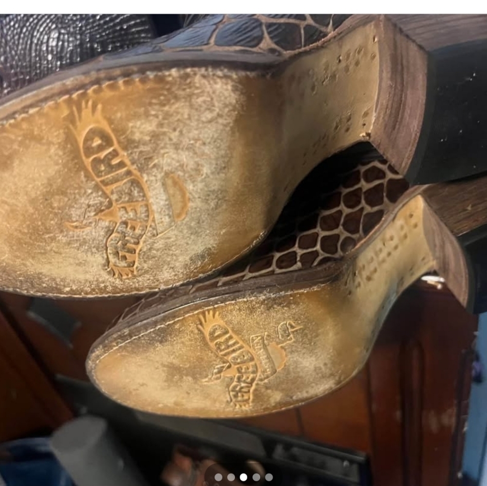 ๐ฆ๐ฆ OG Freebird Cognac Croco Coal Boots, Size 9, UNICORNS! ๐ฆ๐ฆ and matching belt - Picture 5 of 5